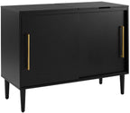Crosley Furniture Everett Media Console and Record Player Stand with Storage for Vinyl Records, Matte Black