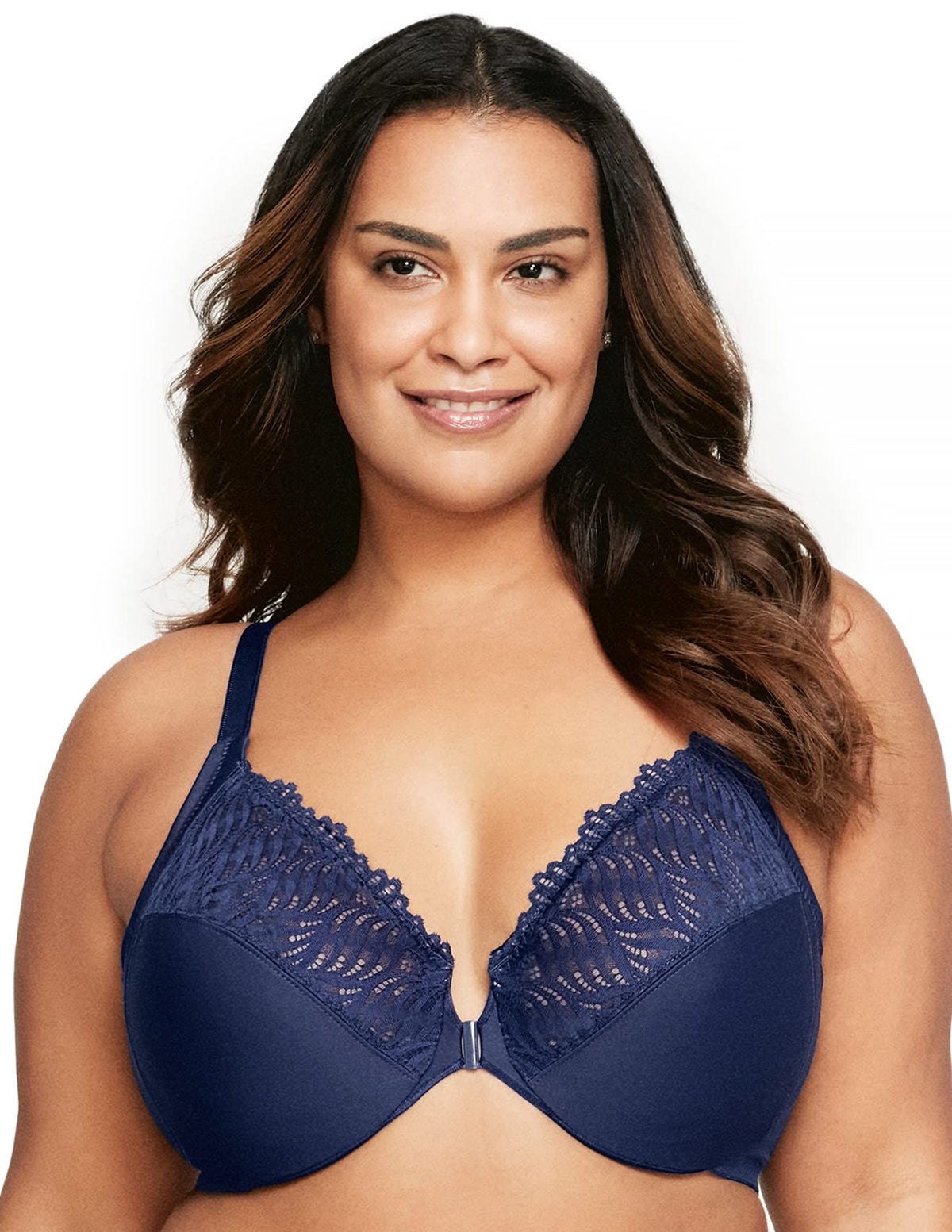 Glamorise Womens Front-Close T-Back Wonderwire 1246 Full Coverage Bra, Blue, 42F Us