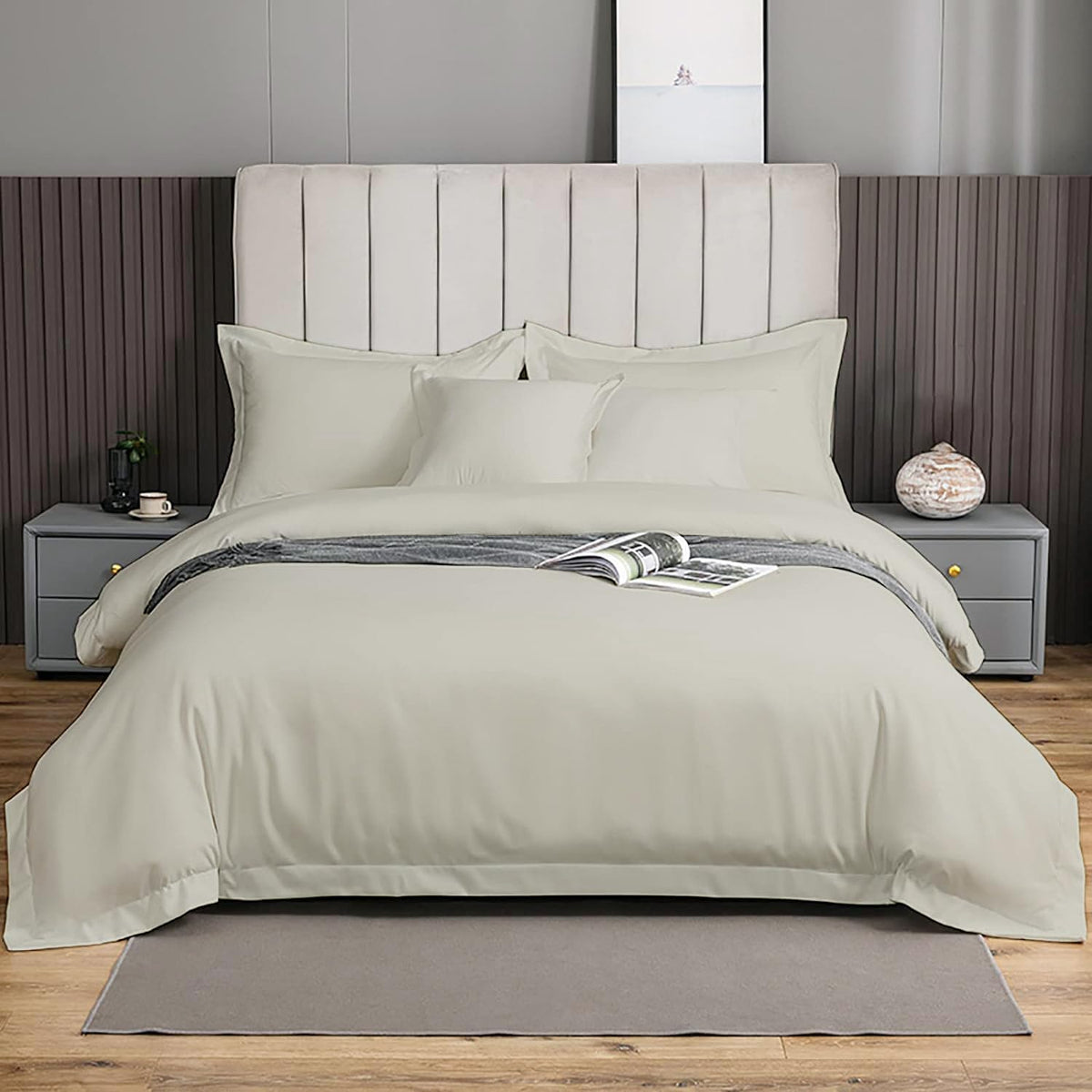 Ebeddy Linens Duvet Cover Set Twin/Twin Xl Size 68X90 Inch Certified Egyptian Cotton Soft And Lightweight 3 Pieces (1 Comforter
