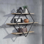 Acme Brantley Wall Rack with 3 Wooden Shelves in Oak and Sandy Black