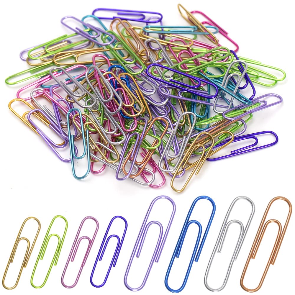 Paper Clips, 200Pcs Jumbo And Medium (2 Inch & 1.3 Inch)Colored Paper Clip, Large Paperclips Assorted Colors Sizes, Paper Clips