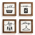 Laundry Room Decor for Wall Farmhouse Laundry Signs Set of 4 Wash Dry Fold Put Away Rustic Laundry Decor for Laundry Room Shelf 