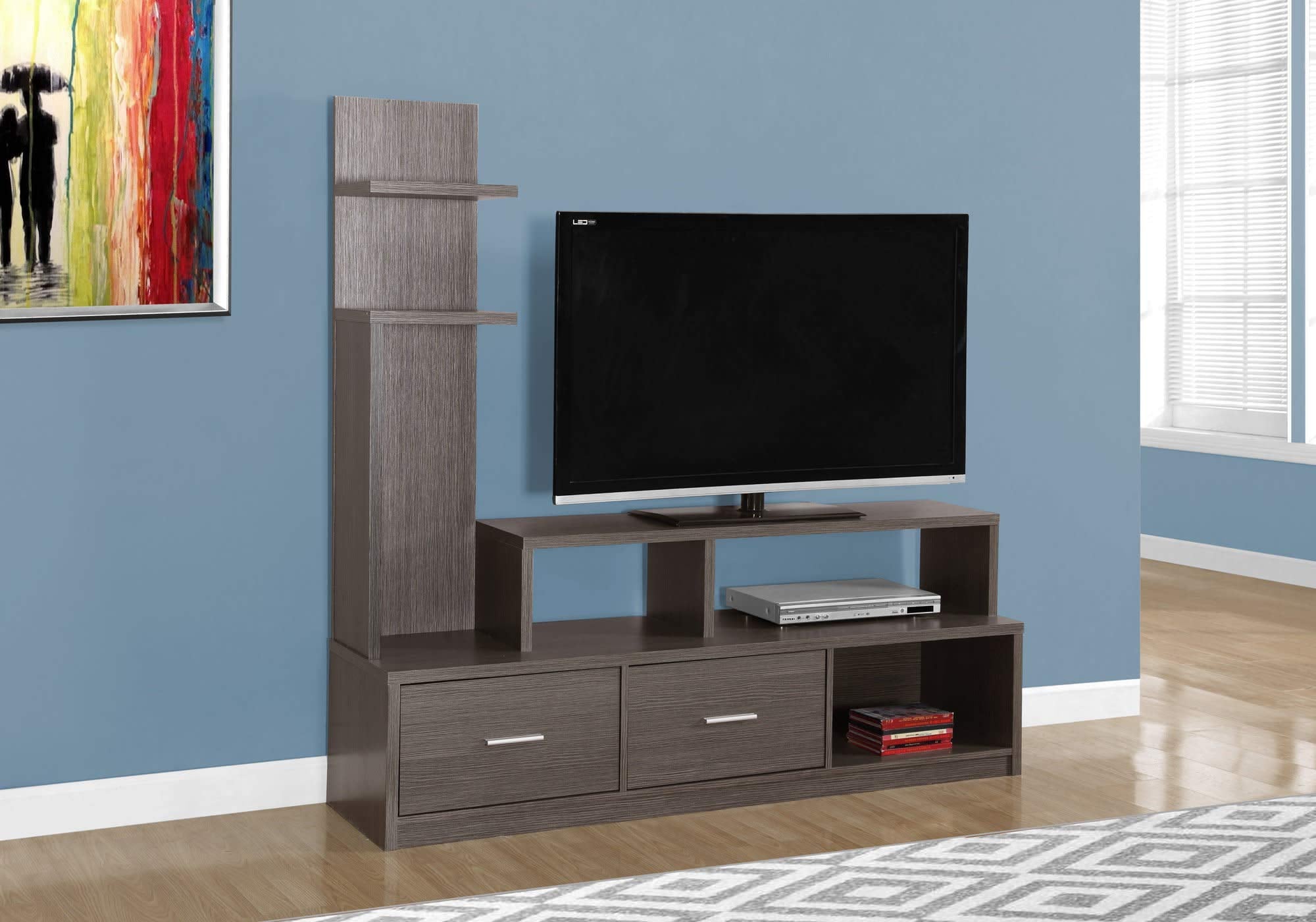 Monarch Specialties Grey With A Display Tower Tv Stand, 60&quot;