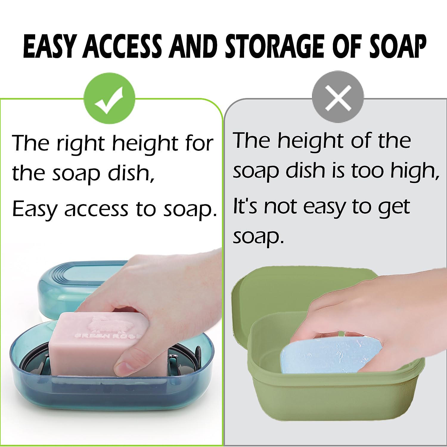 AIDIMMING Shampoo & Conditioner Bar Holder, Large Clear Soap Case, Blue-max, Model LSC-P-LB