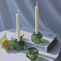 Woho Green Taper Candle Holders Set of 8 for Christmas Party Decor, Reversible Candle Sticks Holder Decor for Wedding Table Cent