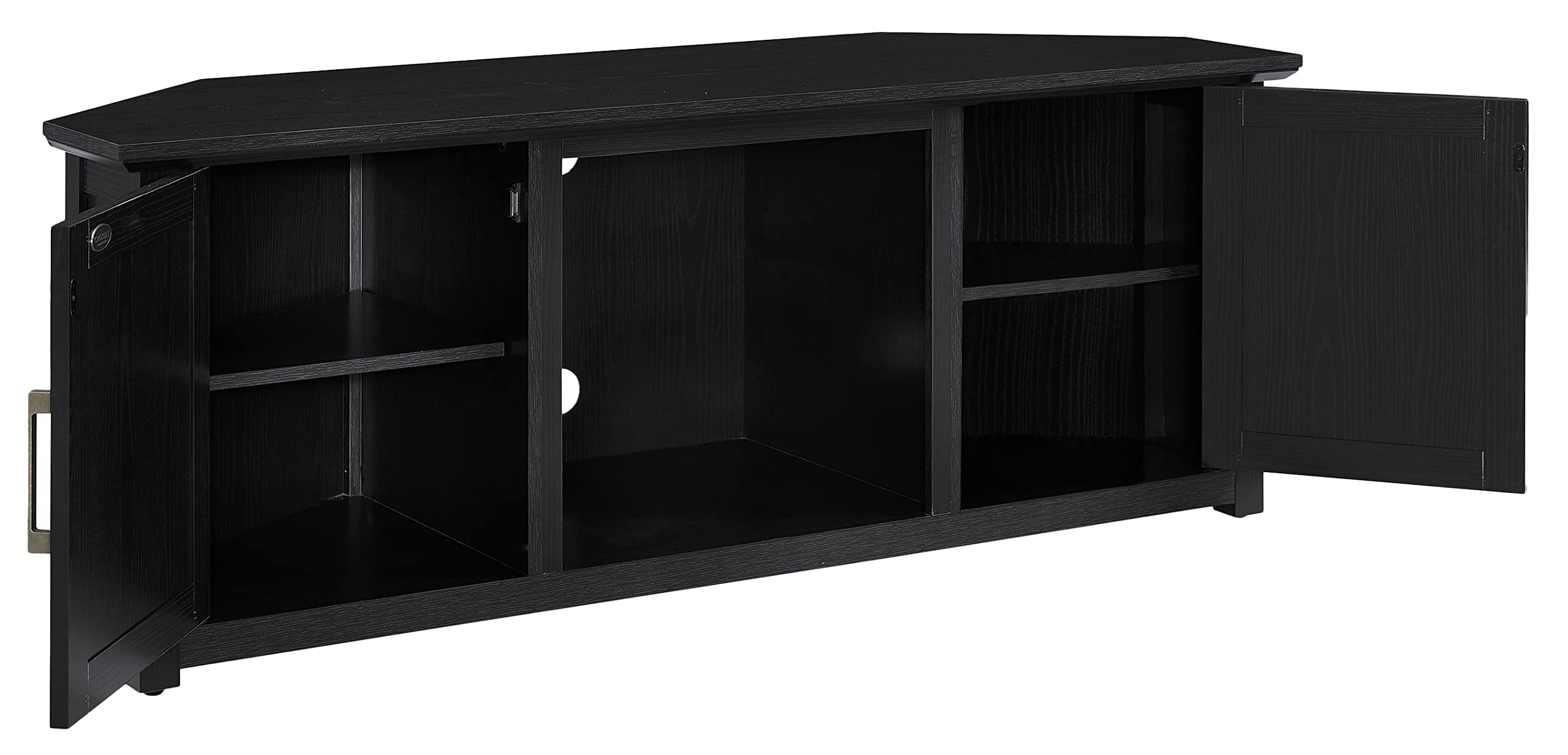Crosley Furniture Camden Corner TV Stand for 65+ inch TVs, Entertainment Center with Storage Shelves, Black