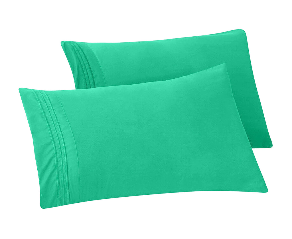 Elegant Comfort Solid Pillowcases 1500 Premium Hotel Quality Microfiber - Smooth Weave, Wrinkle And Fade Resistant, Easy Slip-On, 2-Piece Set, King Pillowcase, Paradise Teal
