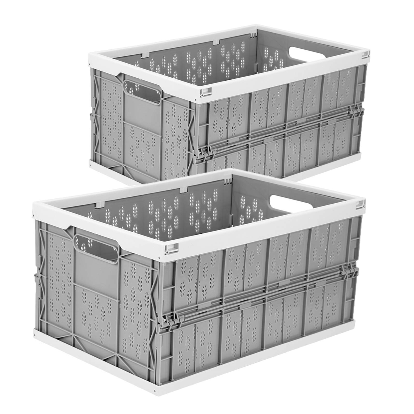Livememory 2 Pack Foldable Crates, 31 Liters Plastic Milk Crate Storage Bin For Home, Laundry, Clothes(17.7X 12 X 9 In)