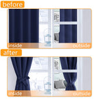 Hiasan Blackout Curtains For Bedroom, 38 X 84 Inches Long - Thermal Insulated & Light Blocking Window Curtains For Living Room, 2 Drape Panels Sewn With Tiebacks, Navy Blue