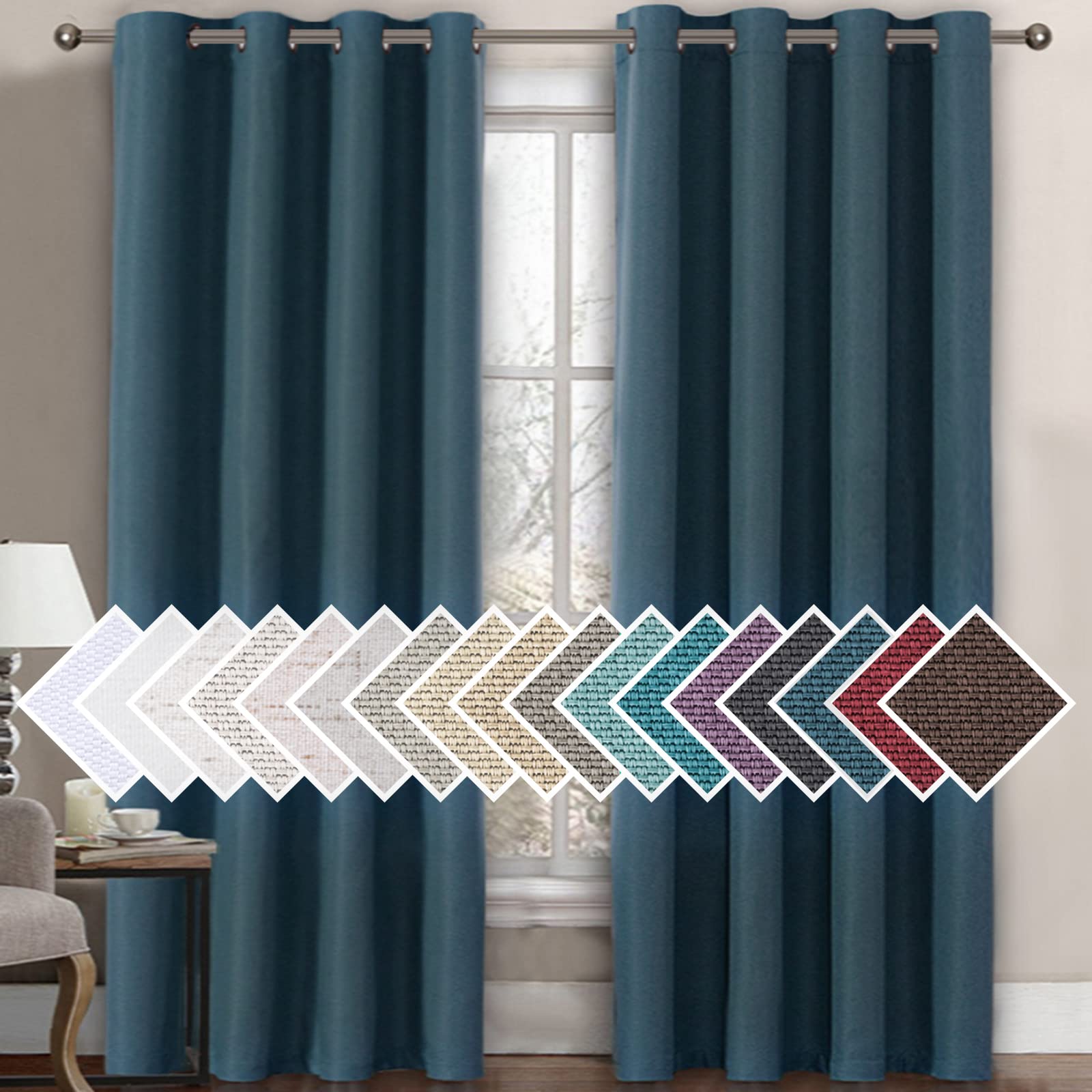H.VERSAILTEX Blackout Curtain 108 Inches Long for Bedroom/Living Room Thermal Insulated Grommet Linen Look Curtain Drapes Primit