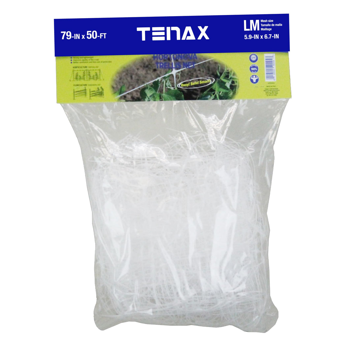 Tenax 100522970 Hortonova Plant Trellis Net, 6.5' X 50'/ 79' X 50', White