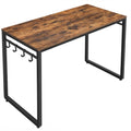 VASAGLE Computer Desk, Office Desk with 8 Hooks, for Study, Home Office, Easy Assembly, Industrial Design, 47.2 x 23.6 x 29.5 In