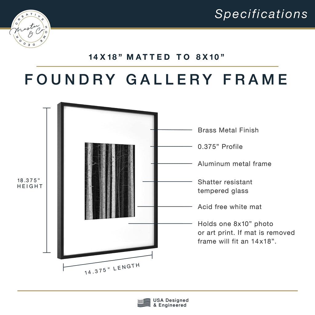 Mcs Master & Co. Foundry Metal Gallery Wall Frame, Black, 14 X 18 In Matted To 8 X 10 In