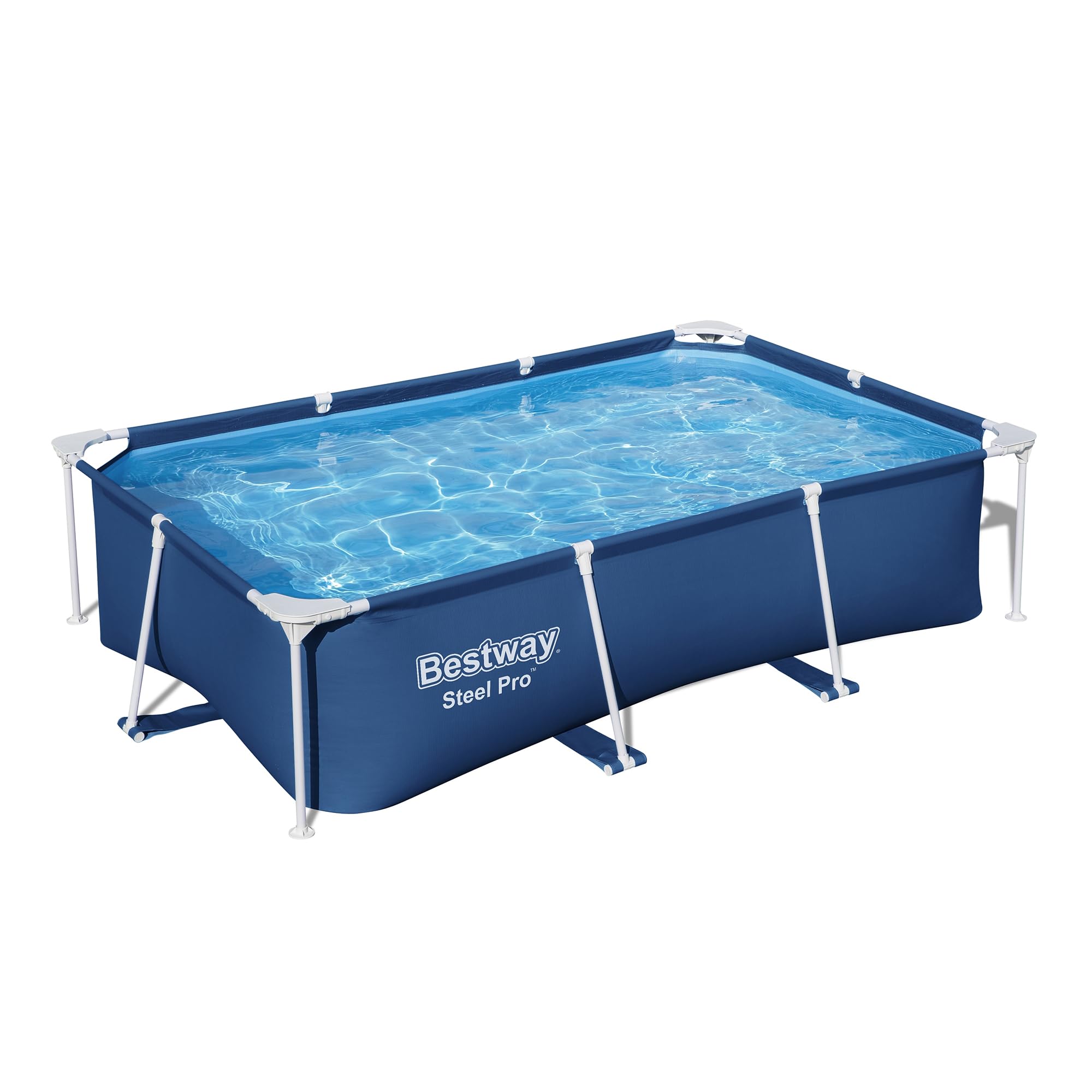 Bestway Steel Pro 8.5 Feet X 67 Inch X 24 Inch Rectangular Steel Frame Above Ground Outdoor Backyard Swimming Pool, Blue (Pool O