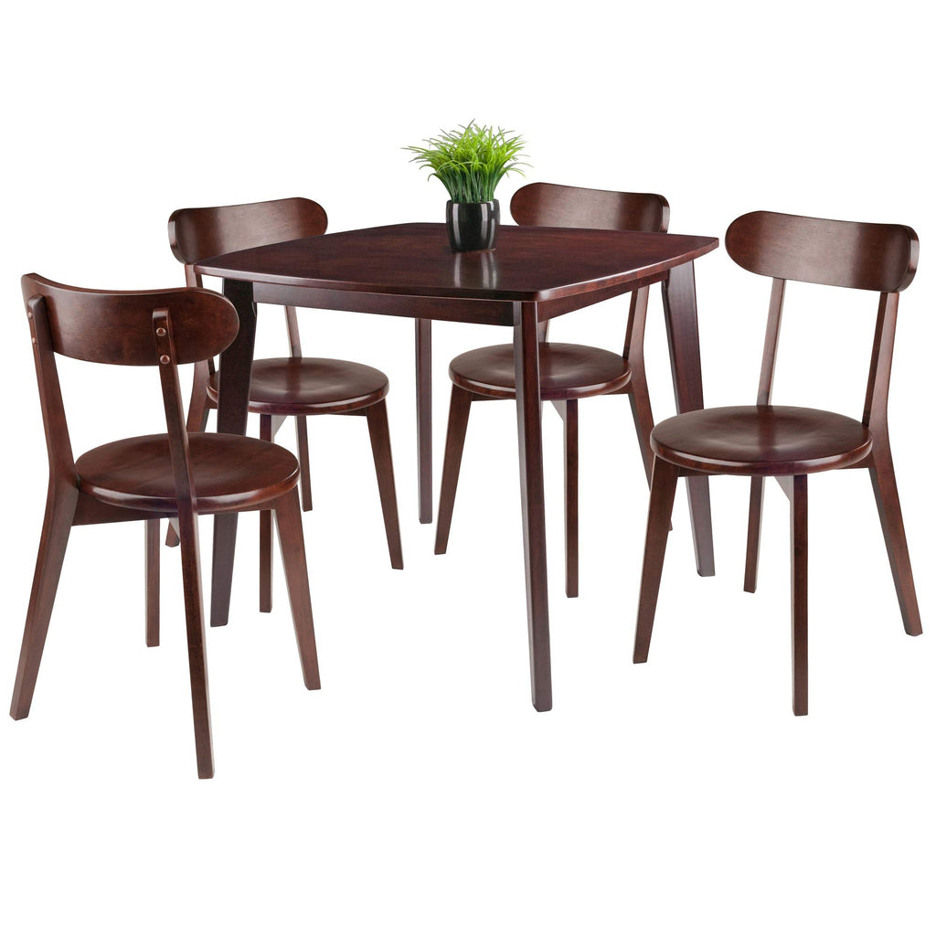 Ergode Elegant 3-Piece Shaye Dining Table Set | Solid Wood | Walnut Finish | 2 Slat Back Chairs | Contemporary Design | Easy Assembly (94358VV) (94358-VV) (94504-VV)