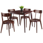 Ergode Elegant 3-Piece Shaye Dining Table Set | Solid Wood | Walnut Finish | 2 Slat Back Chairs | Contemporary Design | Easy Assembly (94358VV) (94358-VV) (94504-VV)