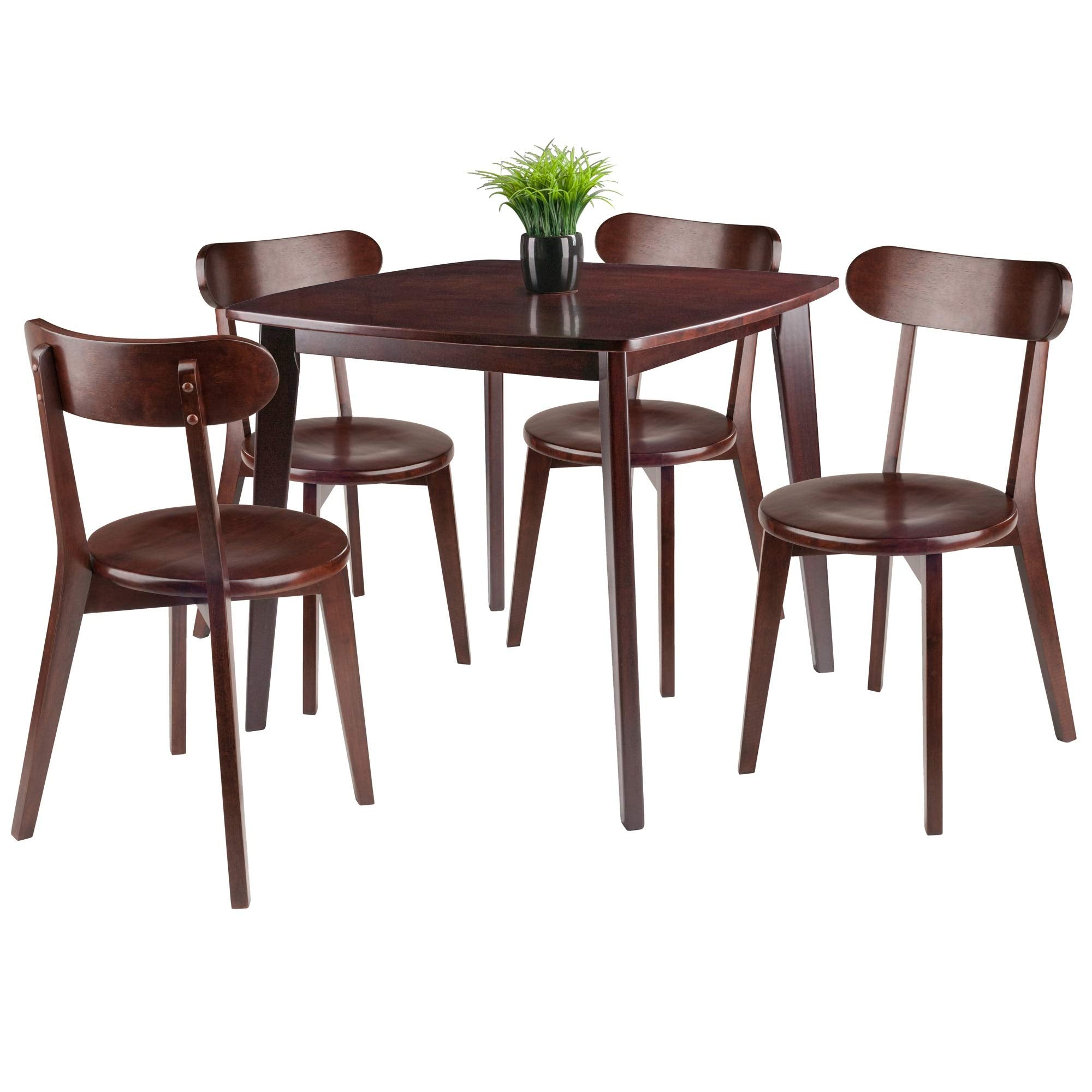 Ergode Elegant 3-Piece Shaye Dining Table Set | Solid Wood | Walnut Finish | 2 Slat Back Chairs | Contemporary Design | Easy Assembly (94358VV) (94358-VV) (94504-VV)