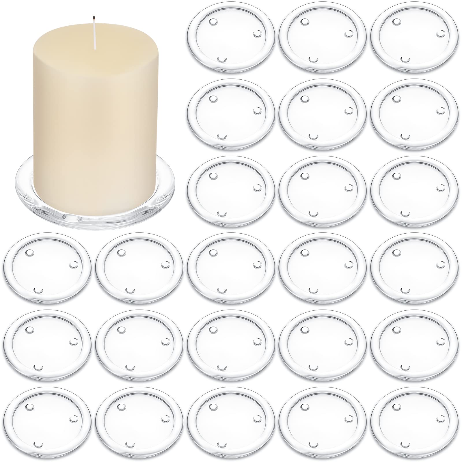 Clear Glass Pillar Candle Holder Plates 4 Inch Round Glass Candle Plate Small Flat Candle Tray for Dining Table Centerpiece Wedd