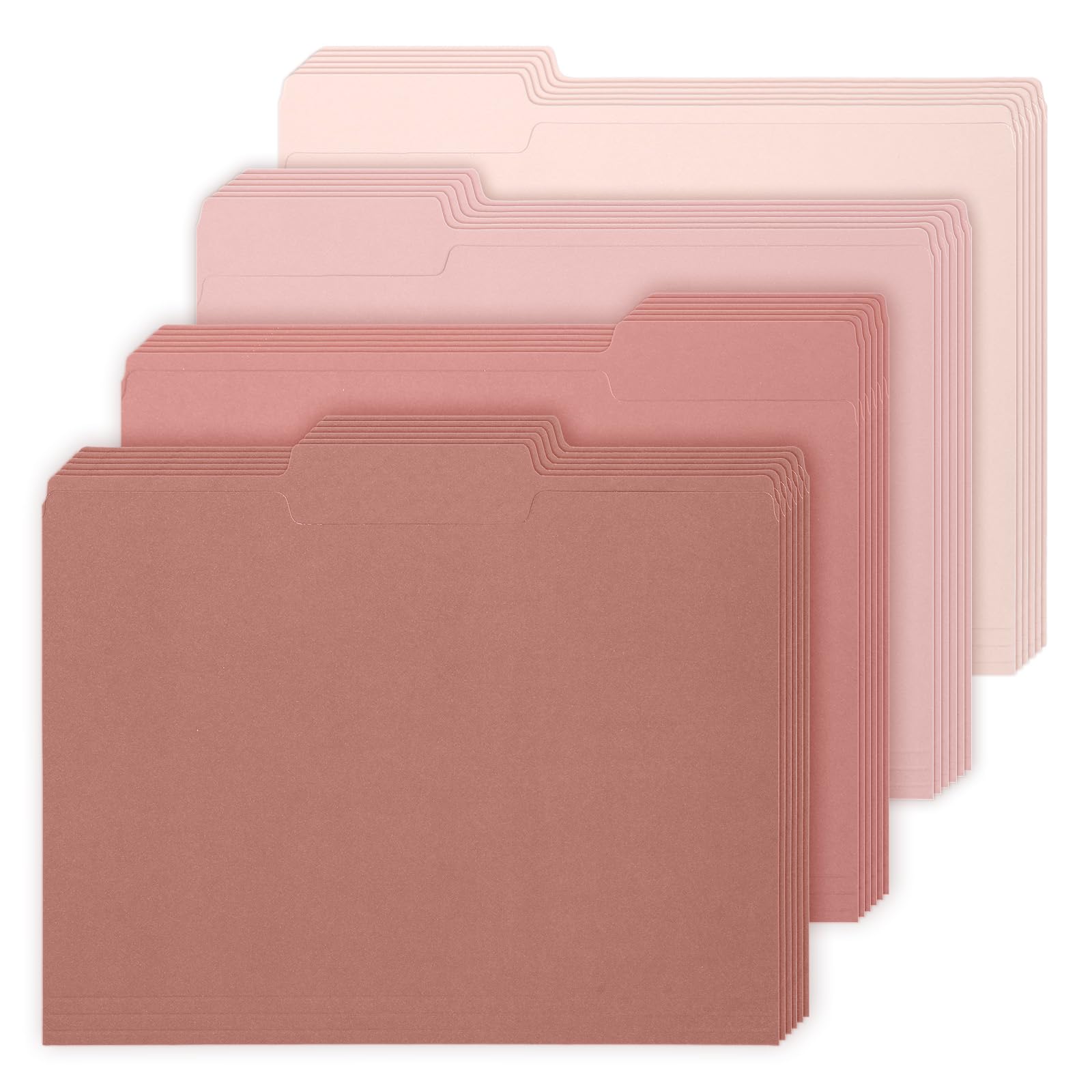 Whaline 24 Pack Dusty Pink File Folders Letter Size 4 Colors Gradient Pink File Pockets With 1/3 Cut Tab For Home Office Classro