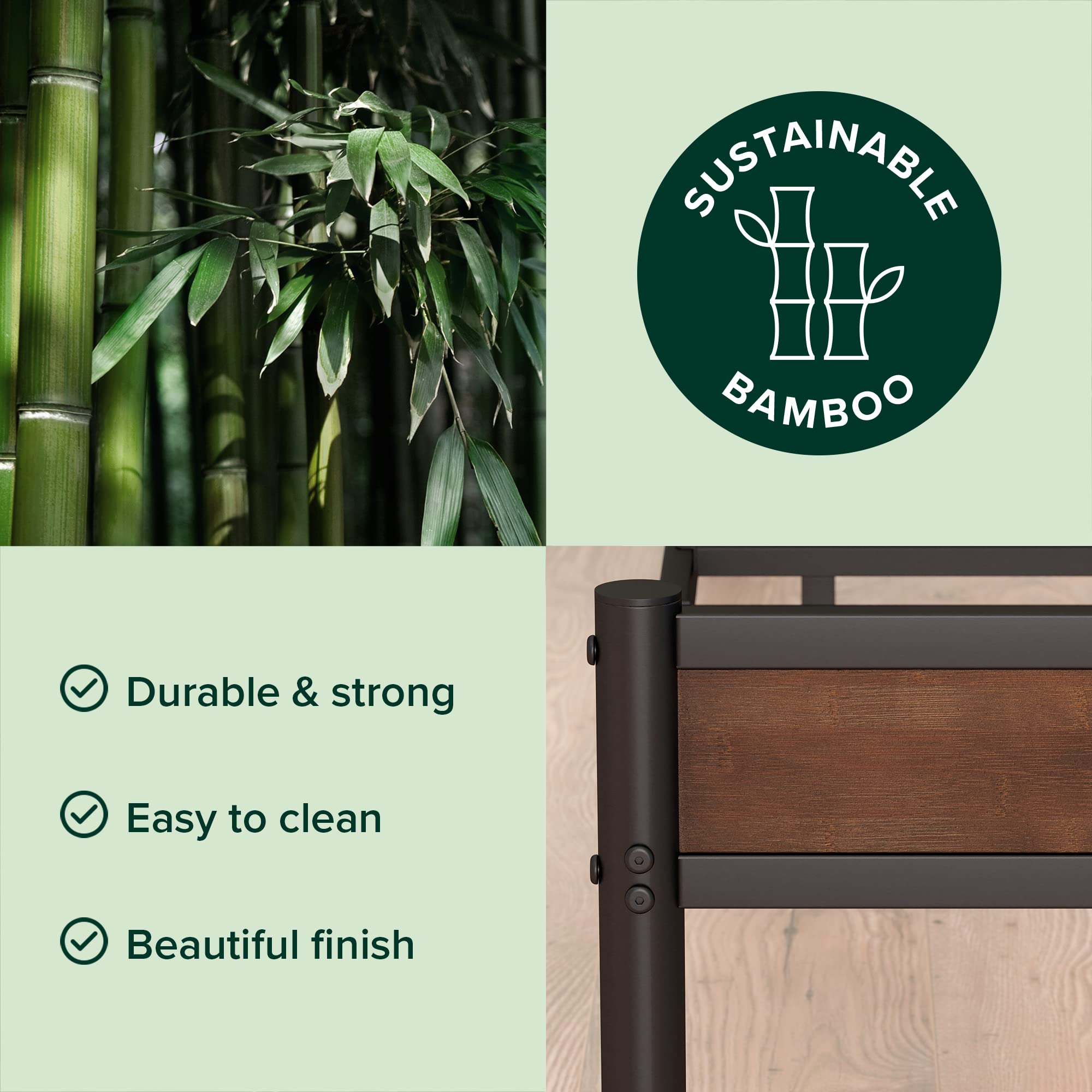 Zinus Roman Bamboo And Metal Platform Bed Frame, No Box Spring Needed, Easy Assembly, King