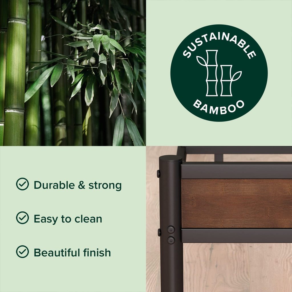 Zinus Roman Bamboo And Metal Platform Bed Frame, No Box Spring Needed, Easy Assembly, King