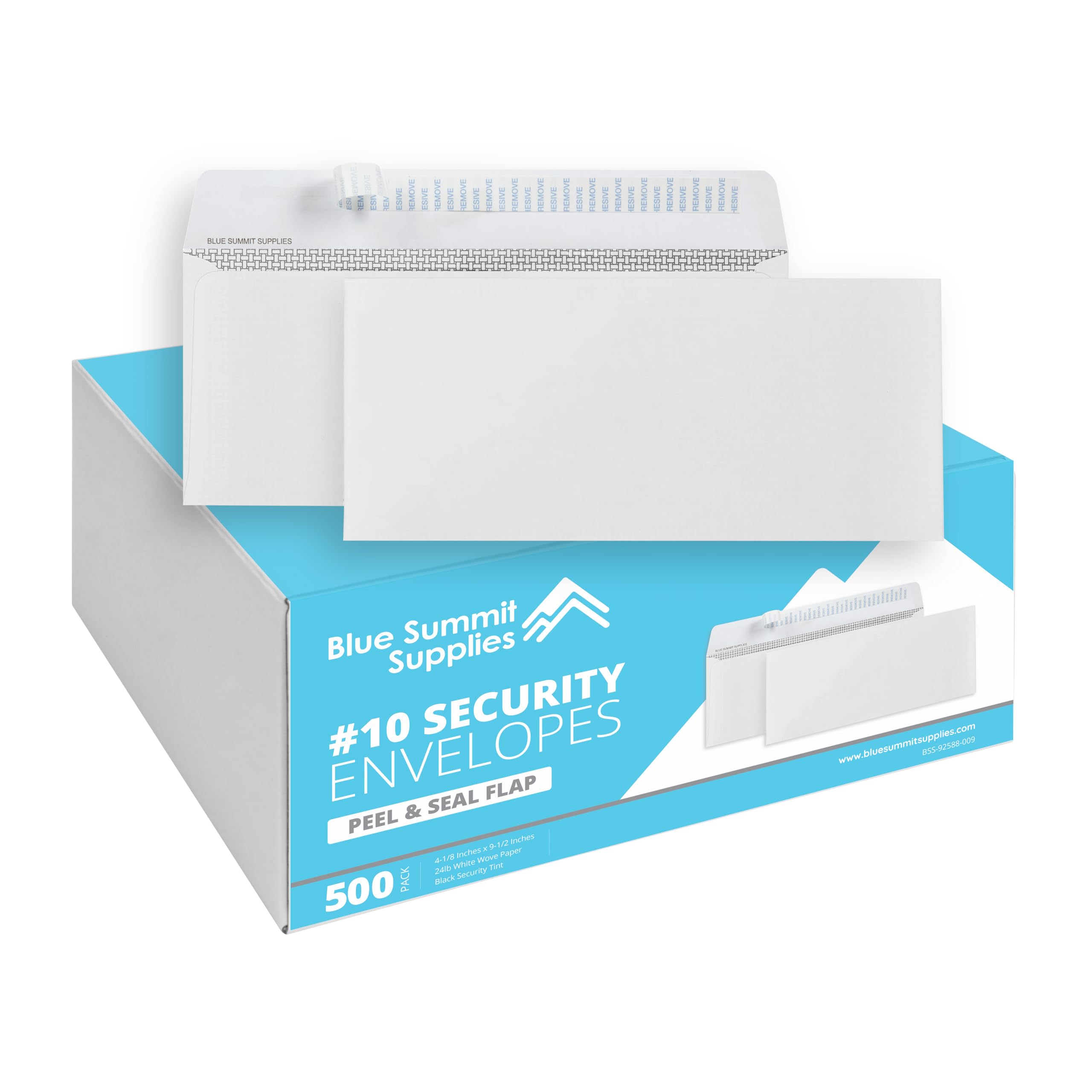 500#10 Windowless Security Envelopes, Peel And Seal, Security Tinted, Printer Friendly Design, Dimensions - 4-1/8 Inch X 9  Inch