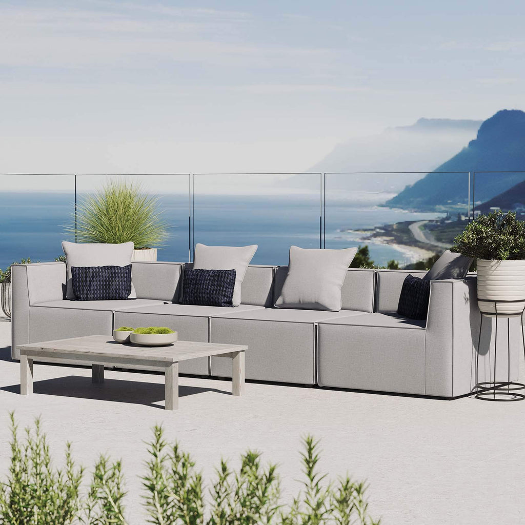 Modway Eei-4381-Gry Saybrook Outdoor Patio Upholstered 4-Piece Sectional Sofa, Gray