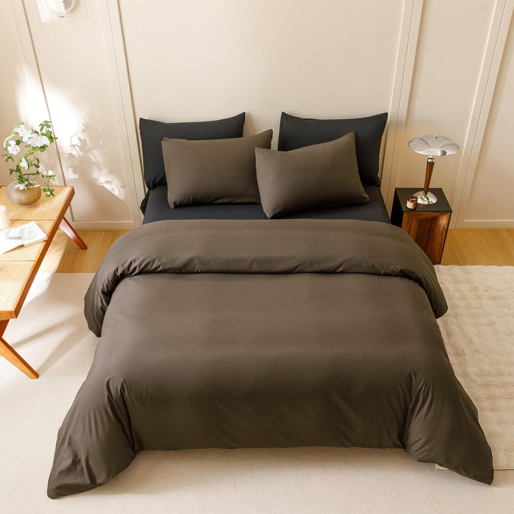 Clothknow Mocha Coffee Comforter Set Twin 3Pcs Brown Bedding Comforter Sets Chocolate Brown Comforter Soft Dark Brown Comforter