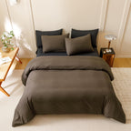 Clothknow Mocha Coffee Comforter Set Twin 3Pcs Brown Bedding Comforter Sets Chocolate Brown Comforter Soft Dark Brown Comforter