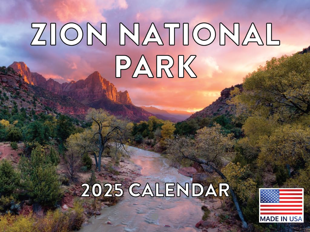 Zion National Park Calendar 2025 Monthly Wall Calender Utah Nature 12 Month | American Made In The Usa