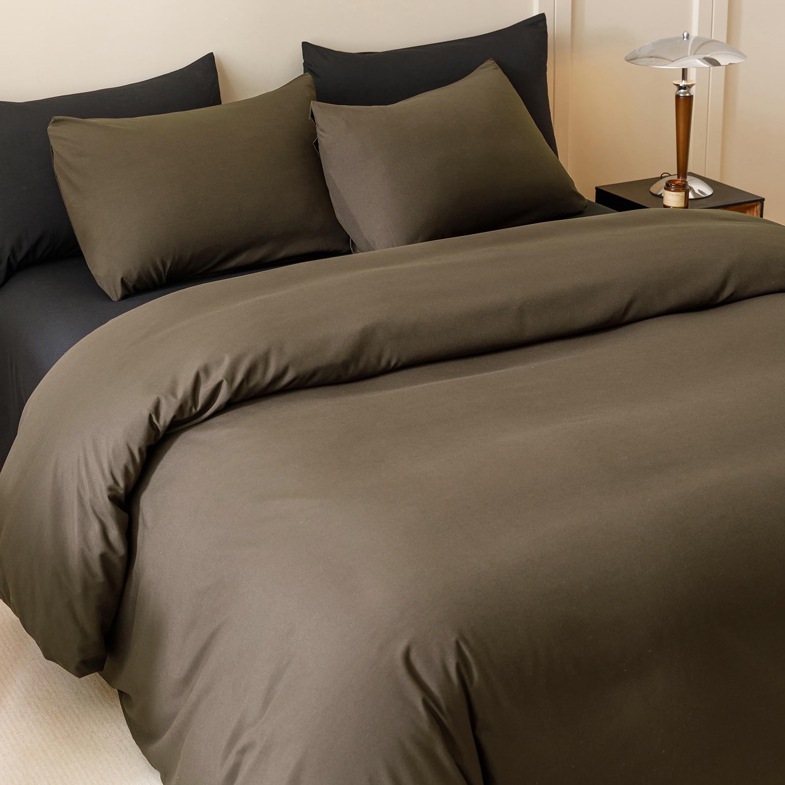 Clothknow Mocha Coffee Comforter Set King 3Pcs Brown Bedding Comforter Sets Dark Brown King Comforter Soft Dusty Brown Comforter