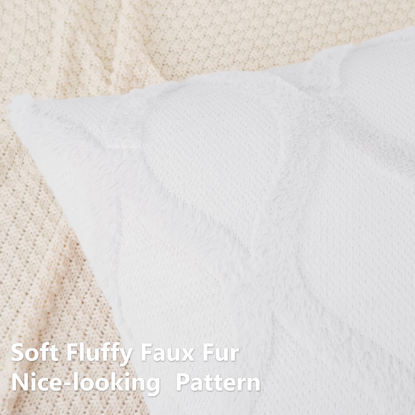 Decoruhome Throw Pillow Covers 12X20 Inch Set Of 2, Soft Plush Faux Fur Wool Lumbar Pure White Couch Pillow Covers, Decorative Pillow Cases For Bed Sofa Living Room Home Decor