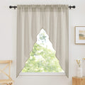 RYB HOME Kitchen Window Curtains - Linen Textured Sheer Curtains Privacy Short Cafe Curtains Rod Pocket Window Topper Decor for 