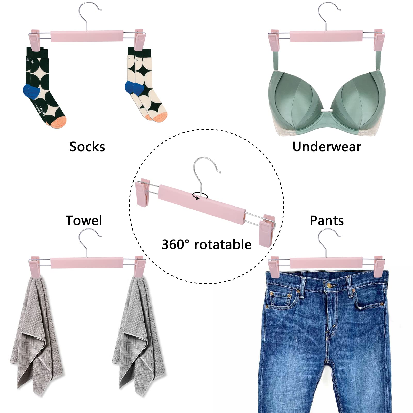 Pants Hangers With Clips Skirt Hangers For Women Plastic Clip Hangers For Pants Clothes Hangers (30Pack, Pink)