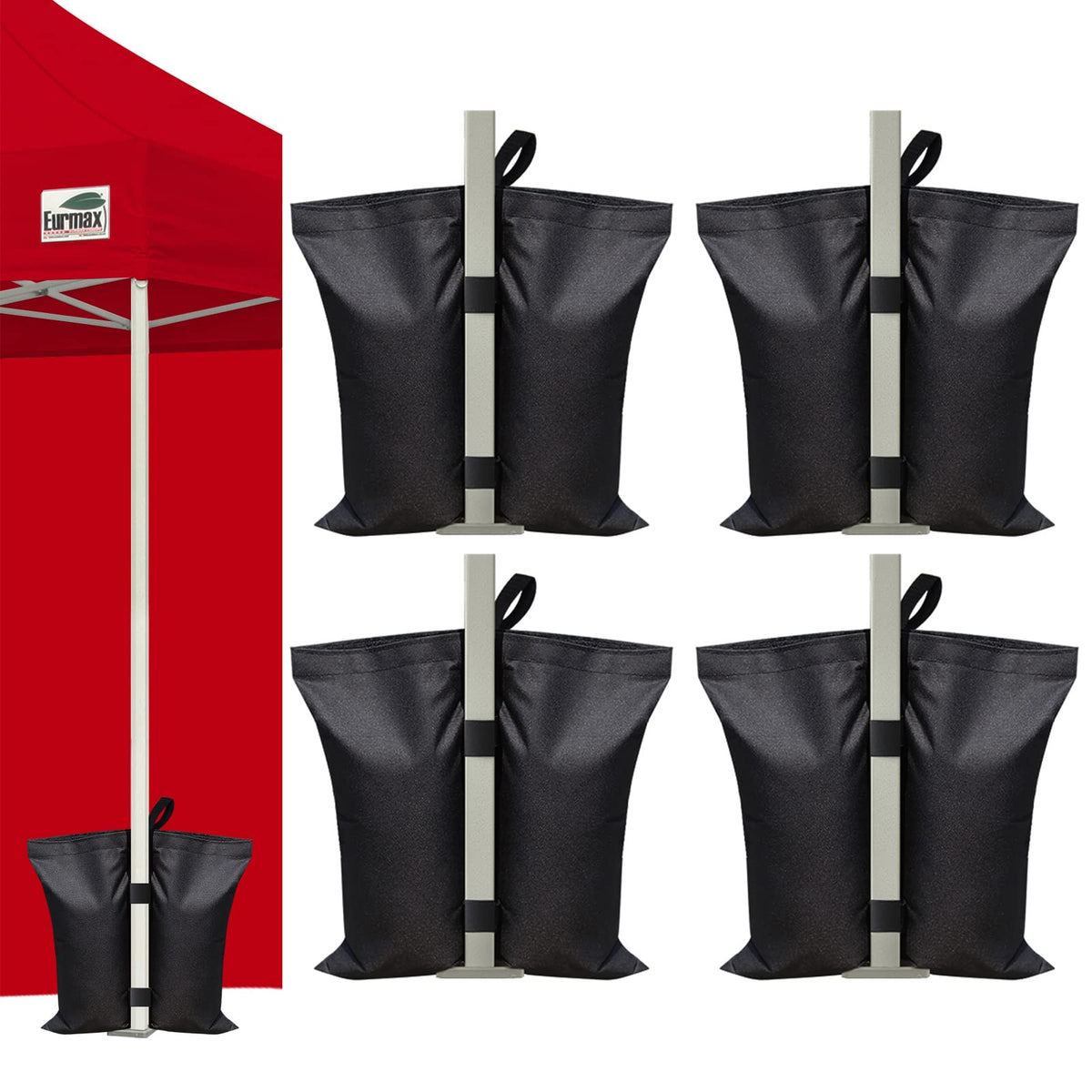 Eurmax Usa Sandbag Weight Bags Canopy Weights,Tent Weights For Patio Umbrella Base,Outdoor Canopy,4-Pack(Black)