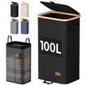 Hosynwin 100L Laundry Hamper with Lid, Large Clothes Hamper, Black