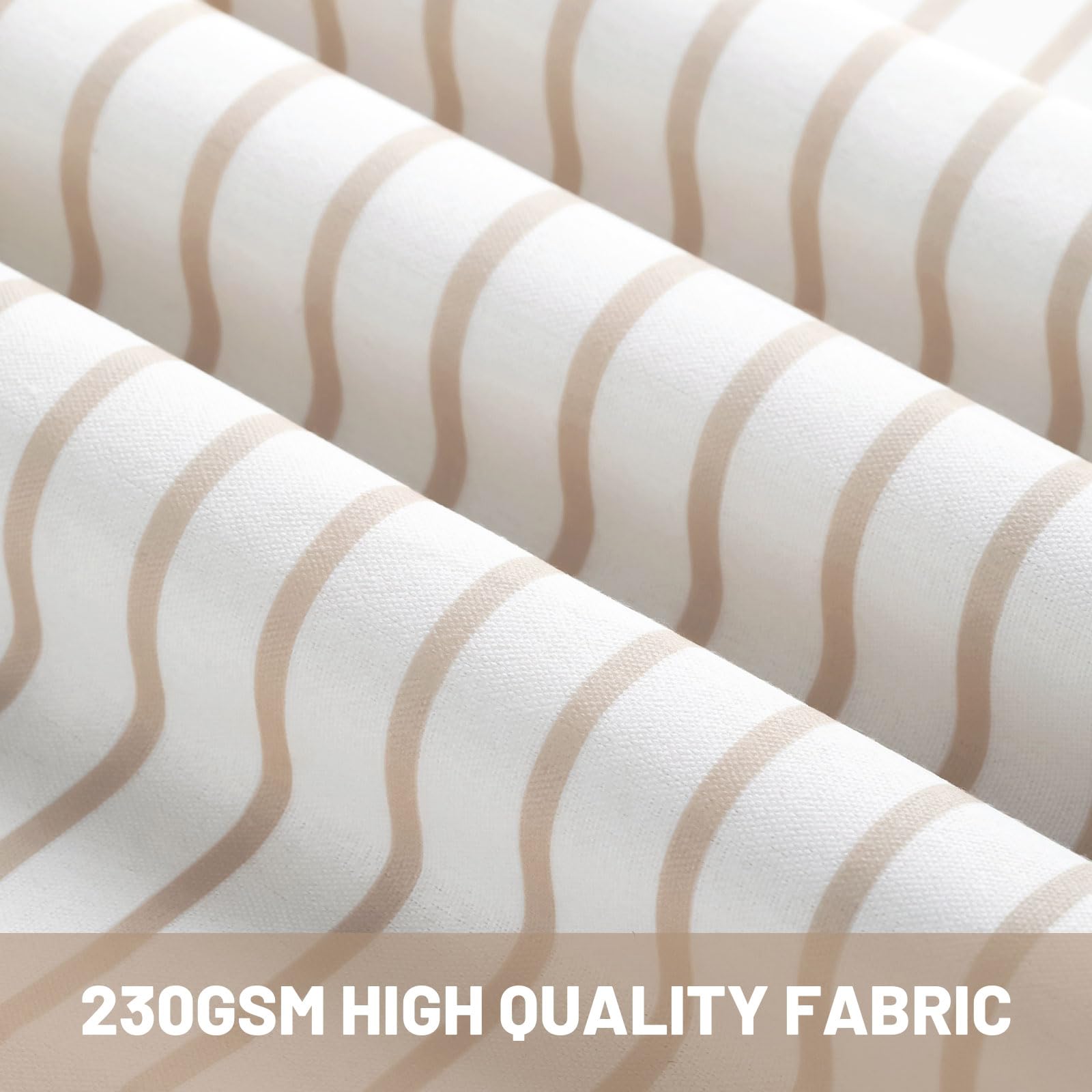 Awellife Boho Shower Curtain For Bathroom Stripe Shower Curtain 72 X 72 Inches Farmhouse Linen (Beige)