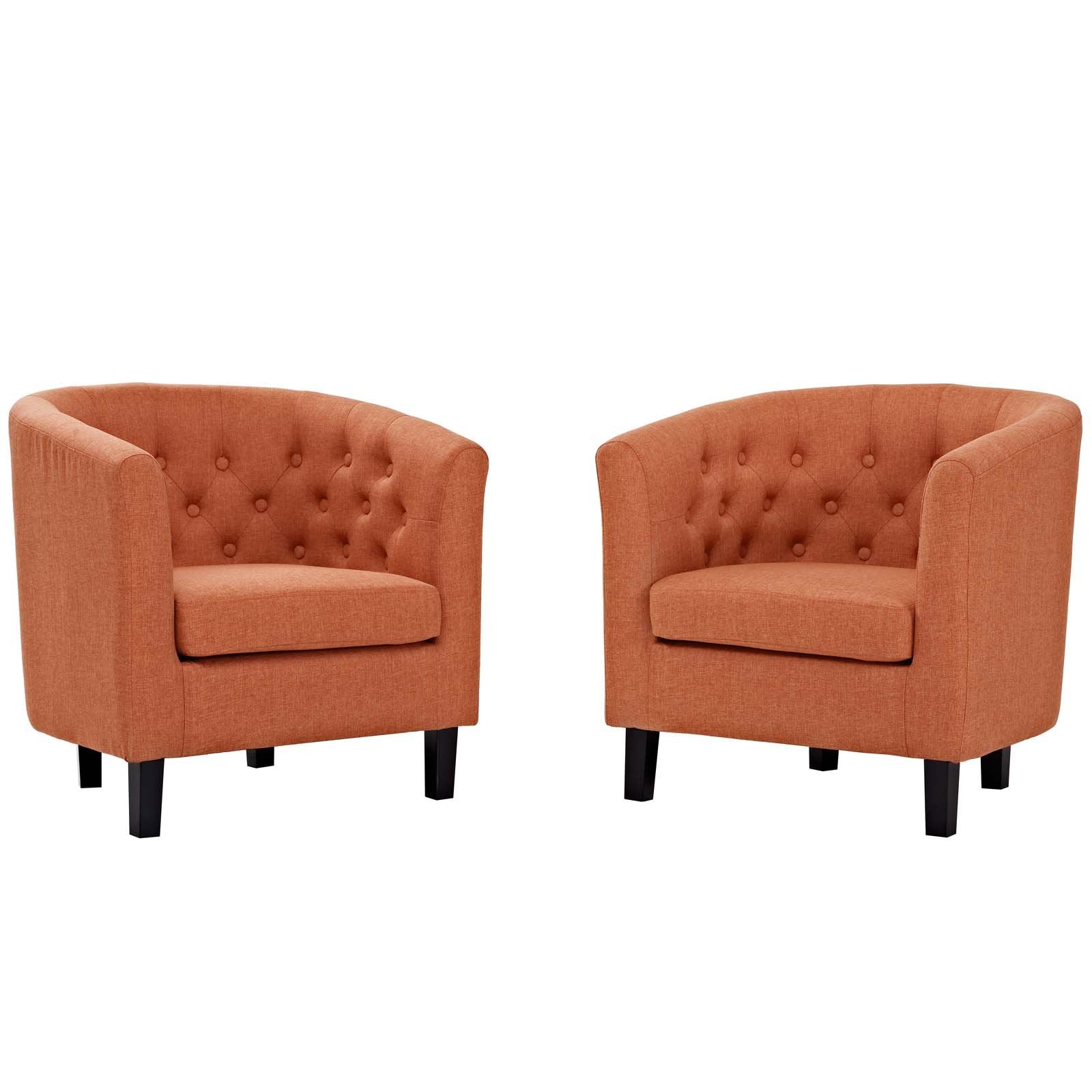 Modway Prospect Upholstered Fabric Contemporary Modern Two Armchairs In Orange