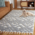 Safavieh Moroccan Tassel Shag Collection Area Rug - 3 x 5, Grey & Ivory, Contemporary Design, Ideal for High Traffic Areas in 