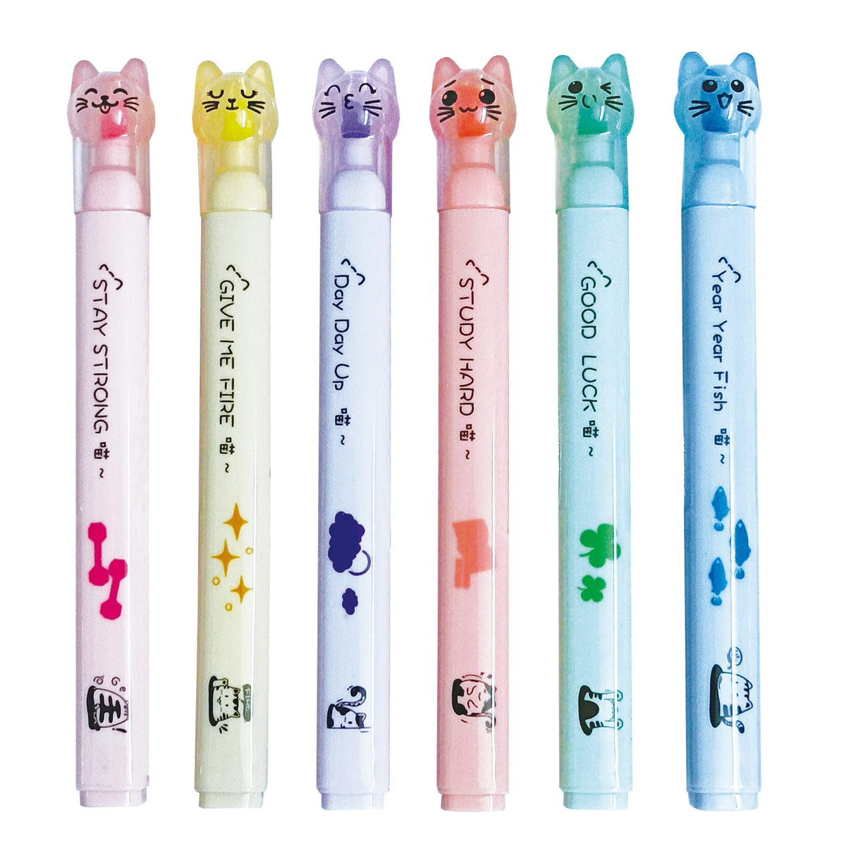 6 Pcs Cat Highlighter Marker Cute Cat Paw Pastel Highlighter Marker Pens For Students Girls Women School Office Supplies (Cat-Fa