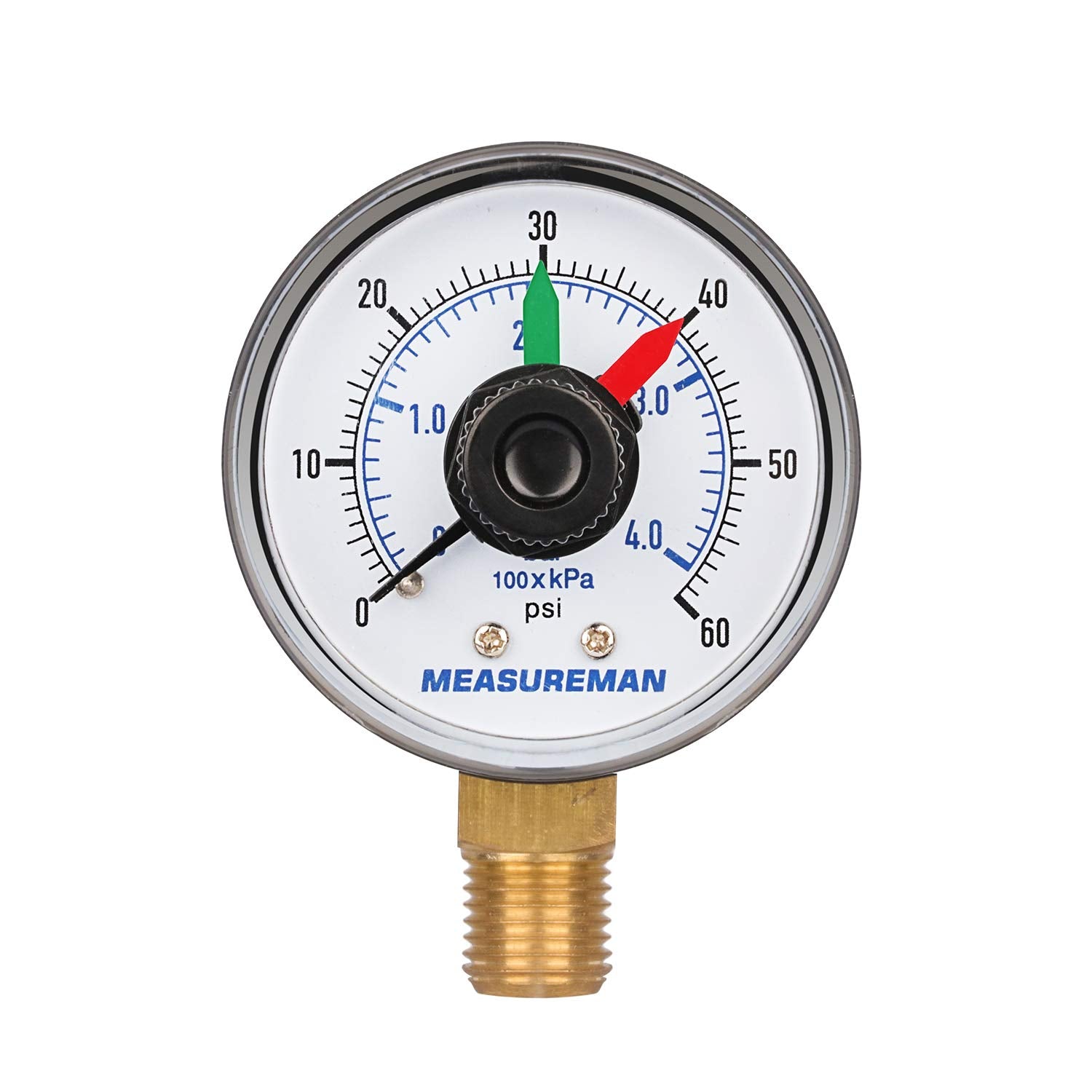 Measureman Boxed Pressure Gauge With Dial Replacement For Select Filters, 2' X 1/4'Npt Bottom, 0-60Psi/4Bar, 3-2-3%