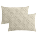 Jellymoni 2 Pack Cream Grey Pillowcases King Size, Soft Microfiber Geometric Tufted Pillow Covers With Envelope Closure (Pillows