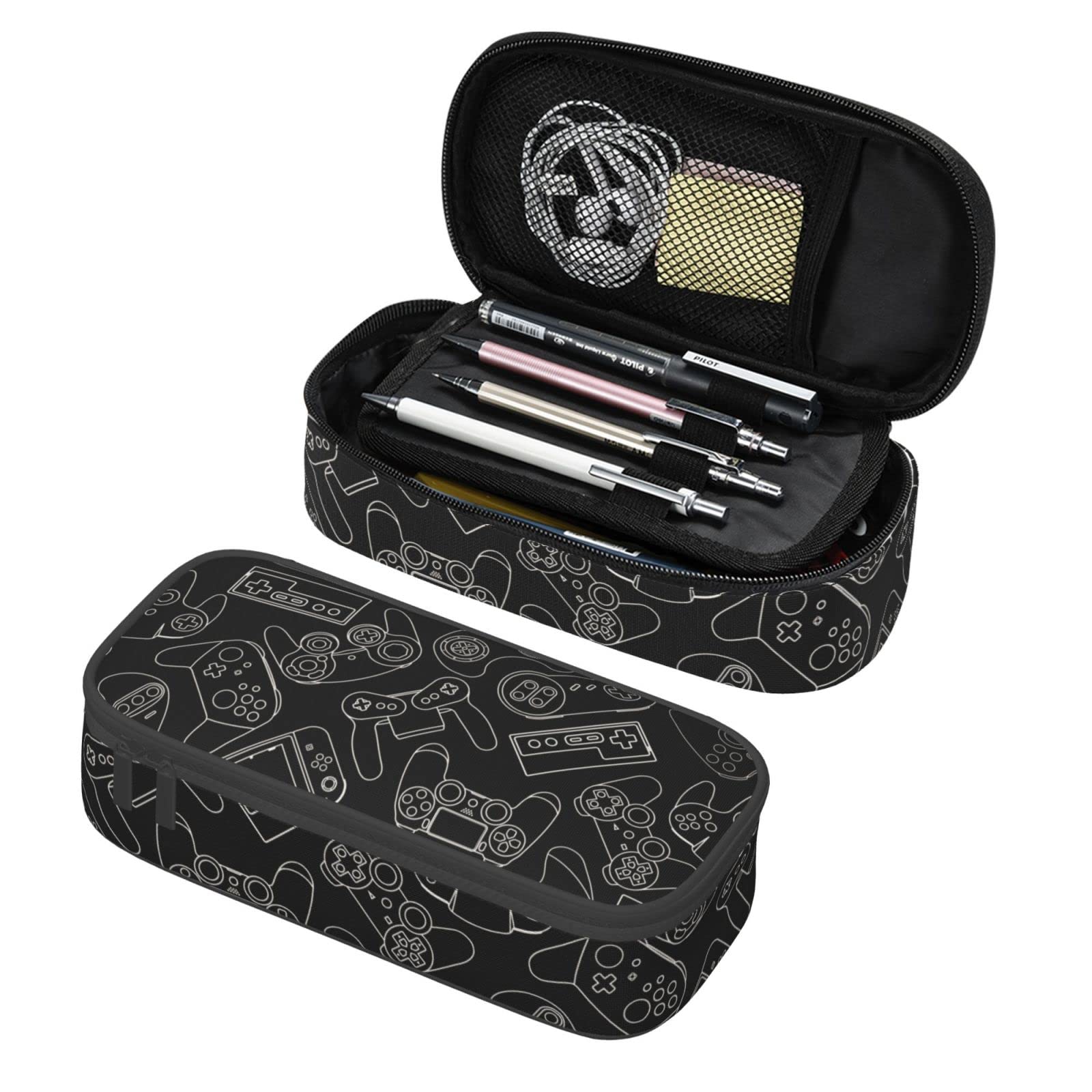Duduho Video Game Controller Black Background Pencil Case Bag Pen Holder Pouch School Office Marker Desk Organizer Stationery St