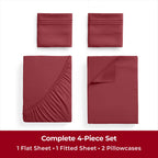 Mellanni Twin Sheet Set - 4-Piece Iconic Collection Bedding, (Including 2 Pillowcases), 16-Inch Deep Pocket, Easy Care, Extra Soft, Cooling Sheets, Brushed Microfiber - Brick Red