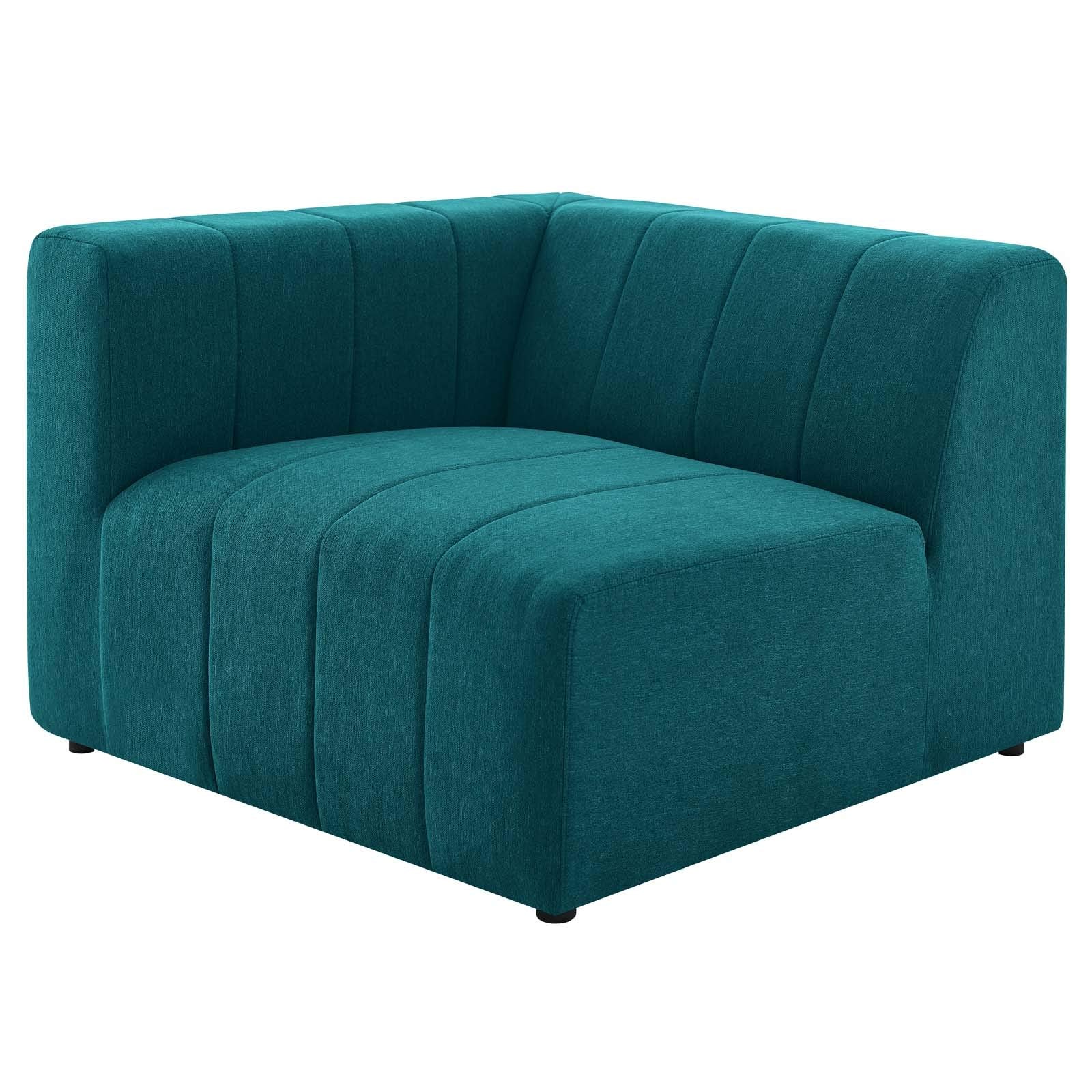 Modway Bartlett Channel Tufted Upholstered Sectional, Left-Arm Chair, Teal