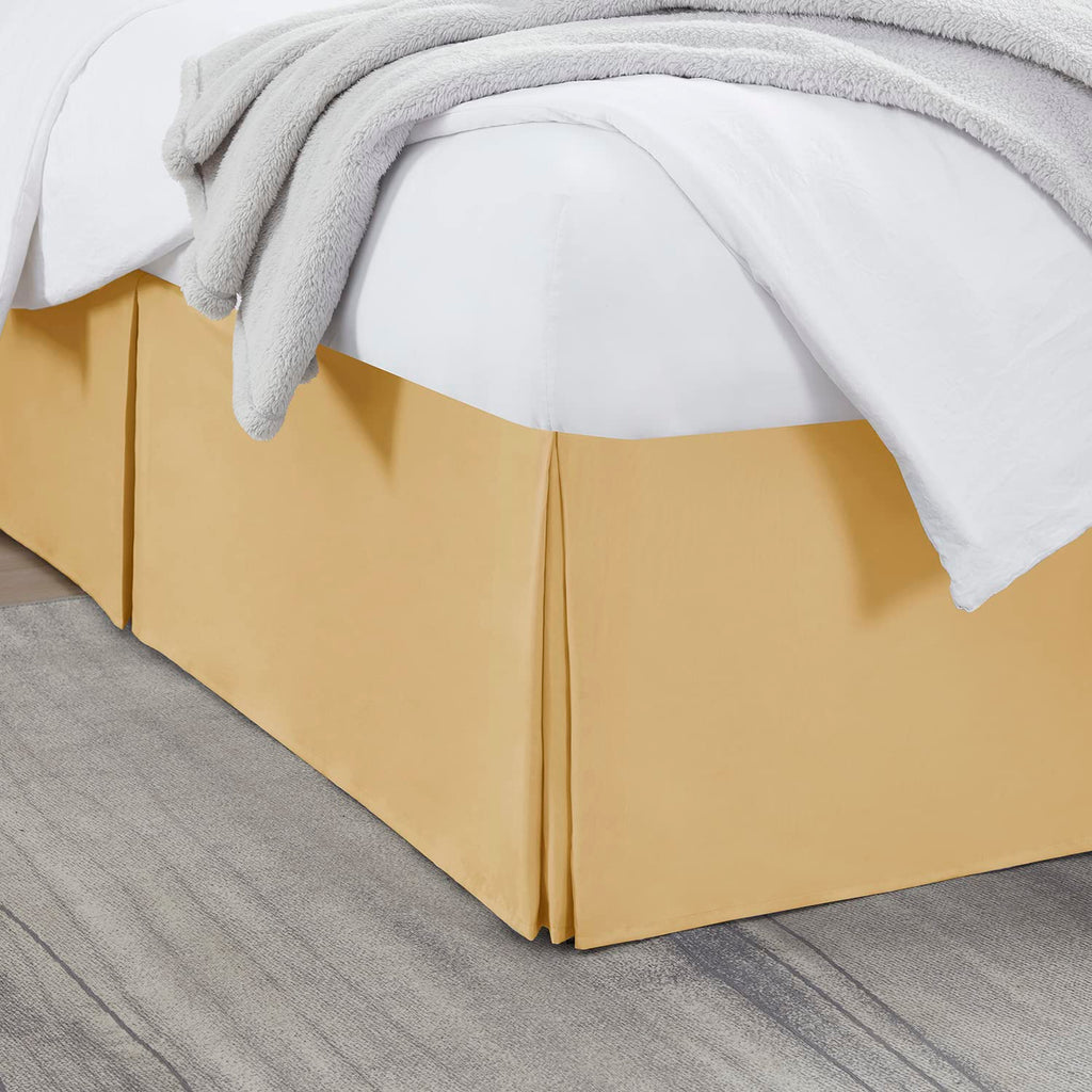 Nestl Gold Full Xl Bed Skirt - Full Xl Size Bed Skirt 14 Inch Drop - Brushed Microfiber Bed Skirts - Hotel Quality Pleated Bed Skirt - Shrinkage & Fade Resistant