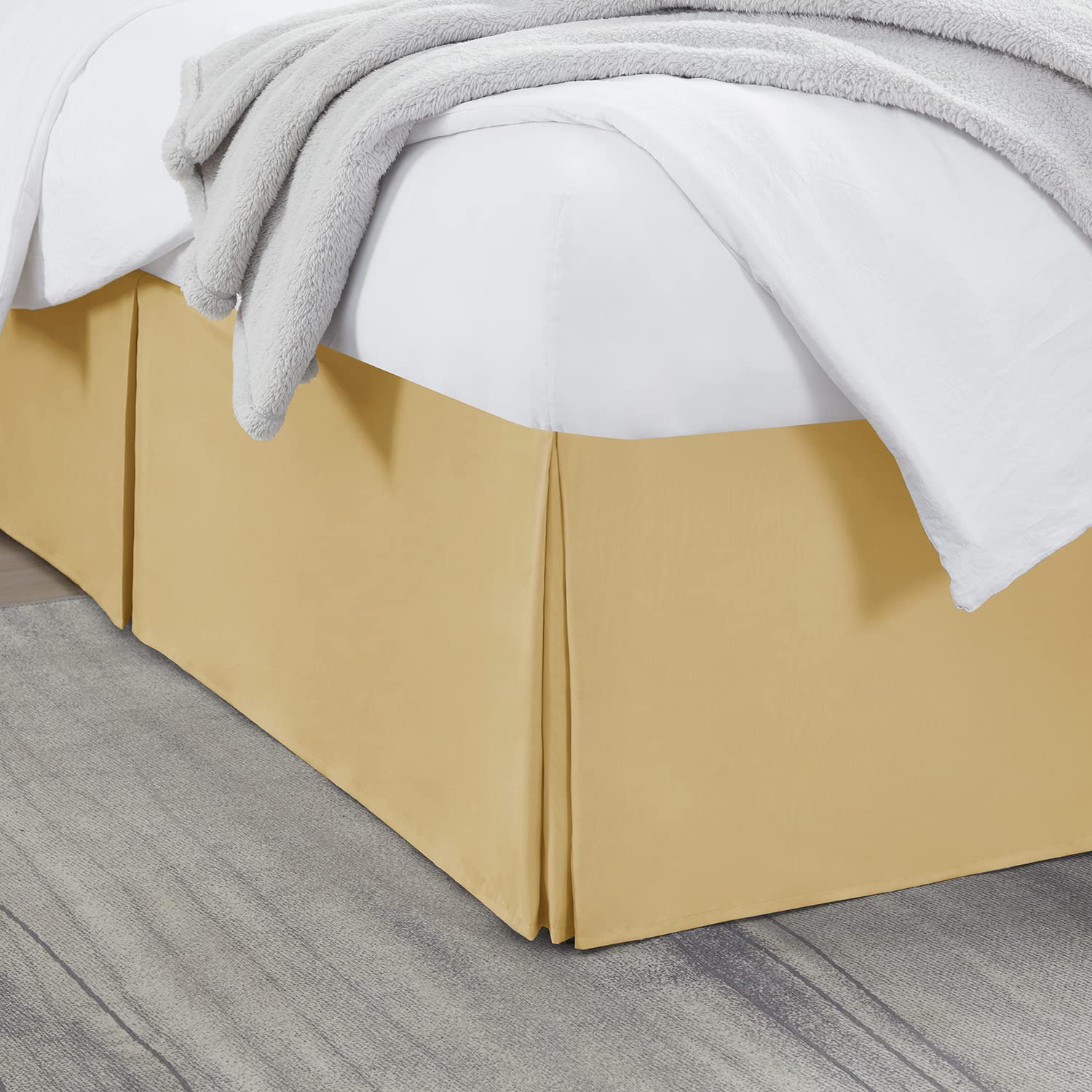 Nestl Gold Full Xl Bed Skirt - Full Xl Size Bed Skirt 14 Inch Drop - Brushed Microfiber Bed Skirts - Hotel Quality Pleated Bed Skirt - Shrinkage & Fade Resistant