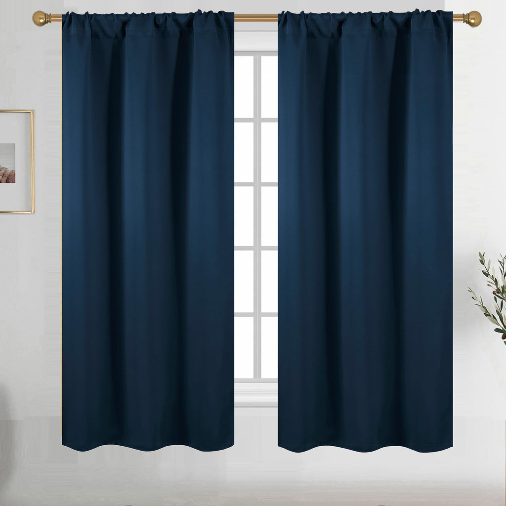 Diraysid Navy Blue Blackout Curtains For Bedroom And Living Room Thermal Insulated Room Darkening Curtains Drapes, 42 X 63 Inch,