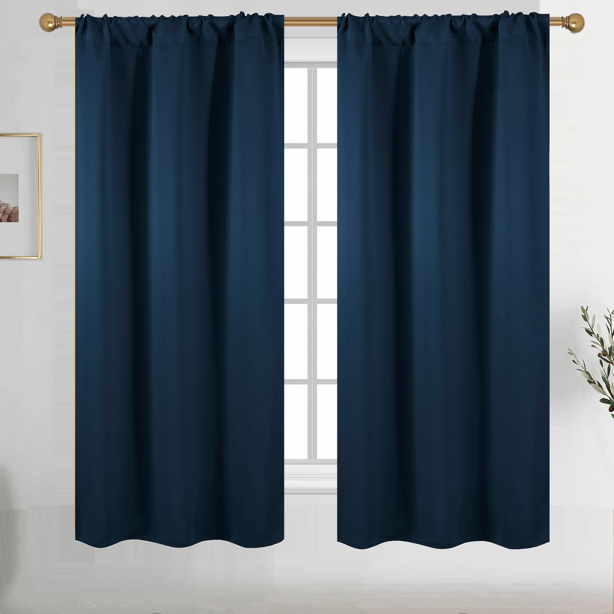 Diraysid Navy Blue Blackout Curtains For Bedroom And Living Room Thermal Insulated Room Darkening Curtains Drapes, 42 X 63 Inch,