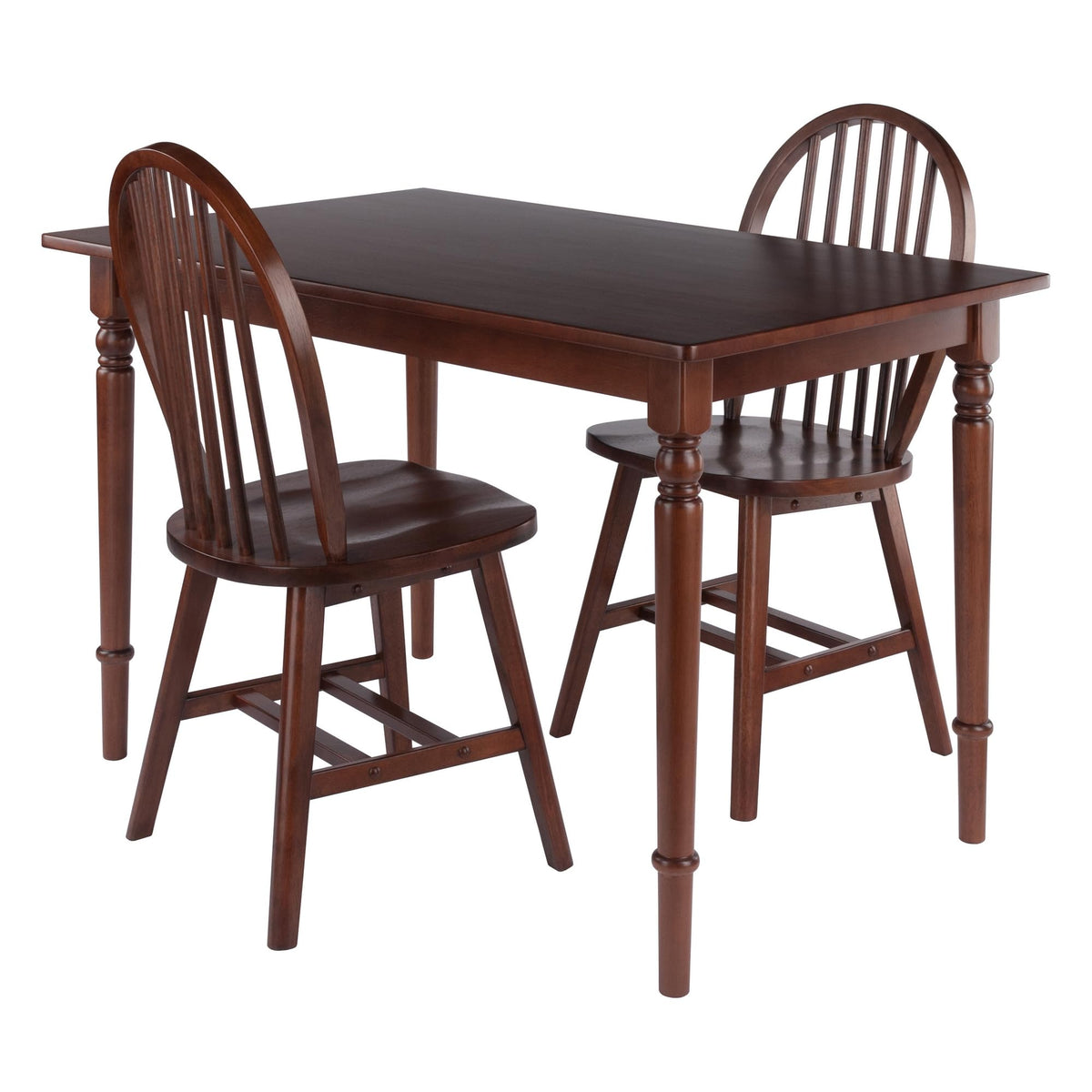 Winsome Ravenna 3-Pc Dining Table with Windsor Chairs, Walnut